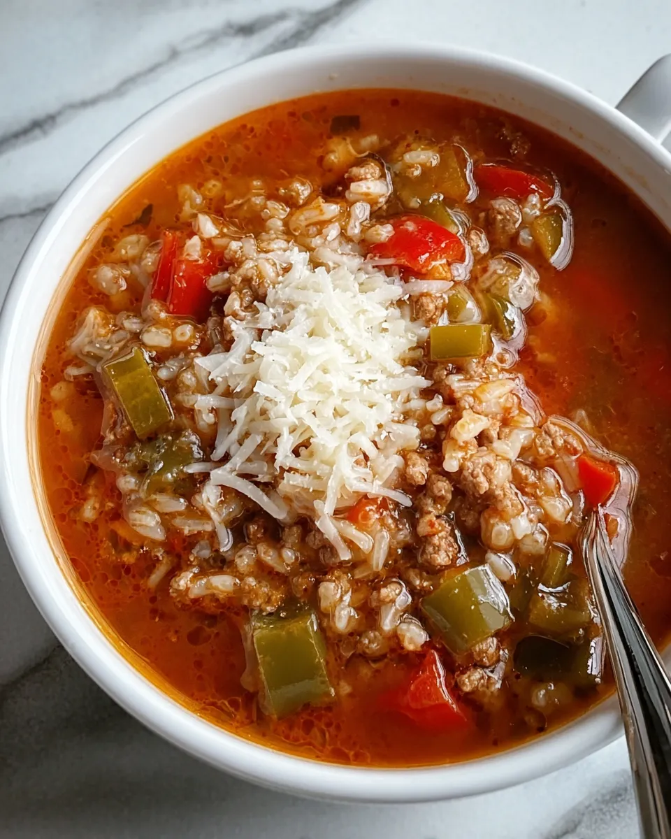 A bowl of soup with rice and vegetables.