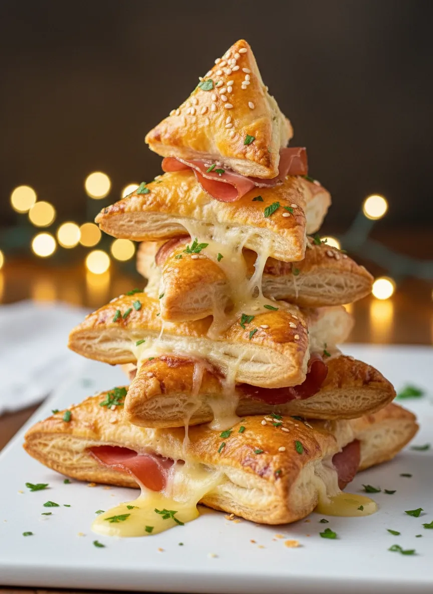A stack of sandwiches with cheese.