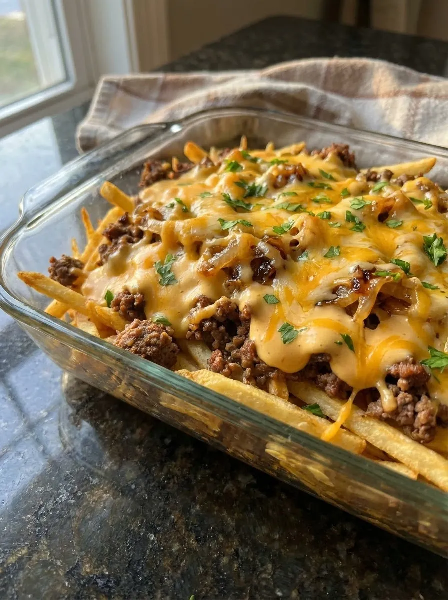 A dish of food in a glass bowl.