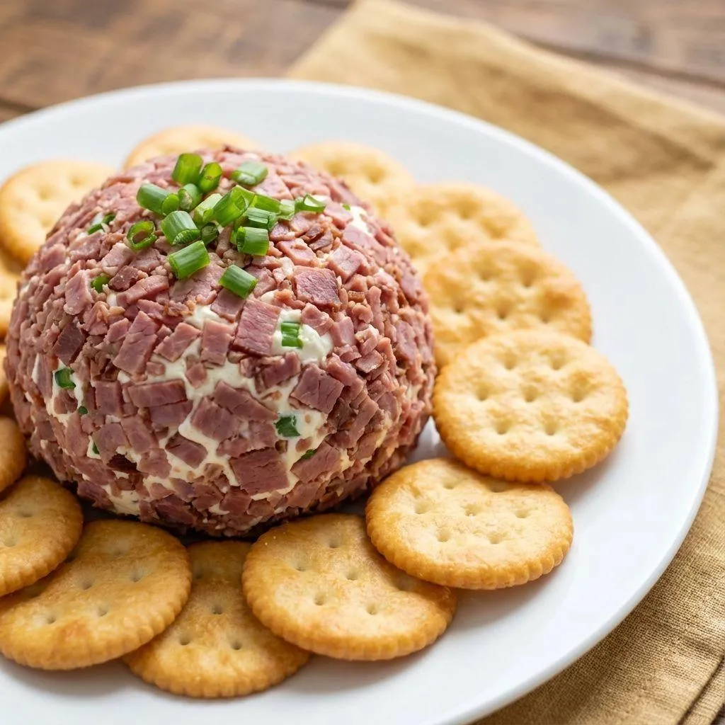 A plate of meat and crackers.