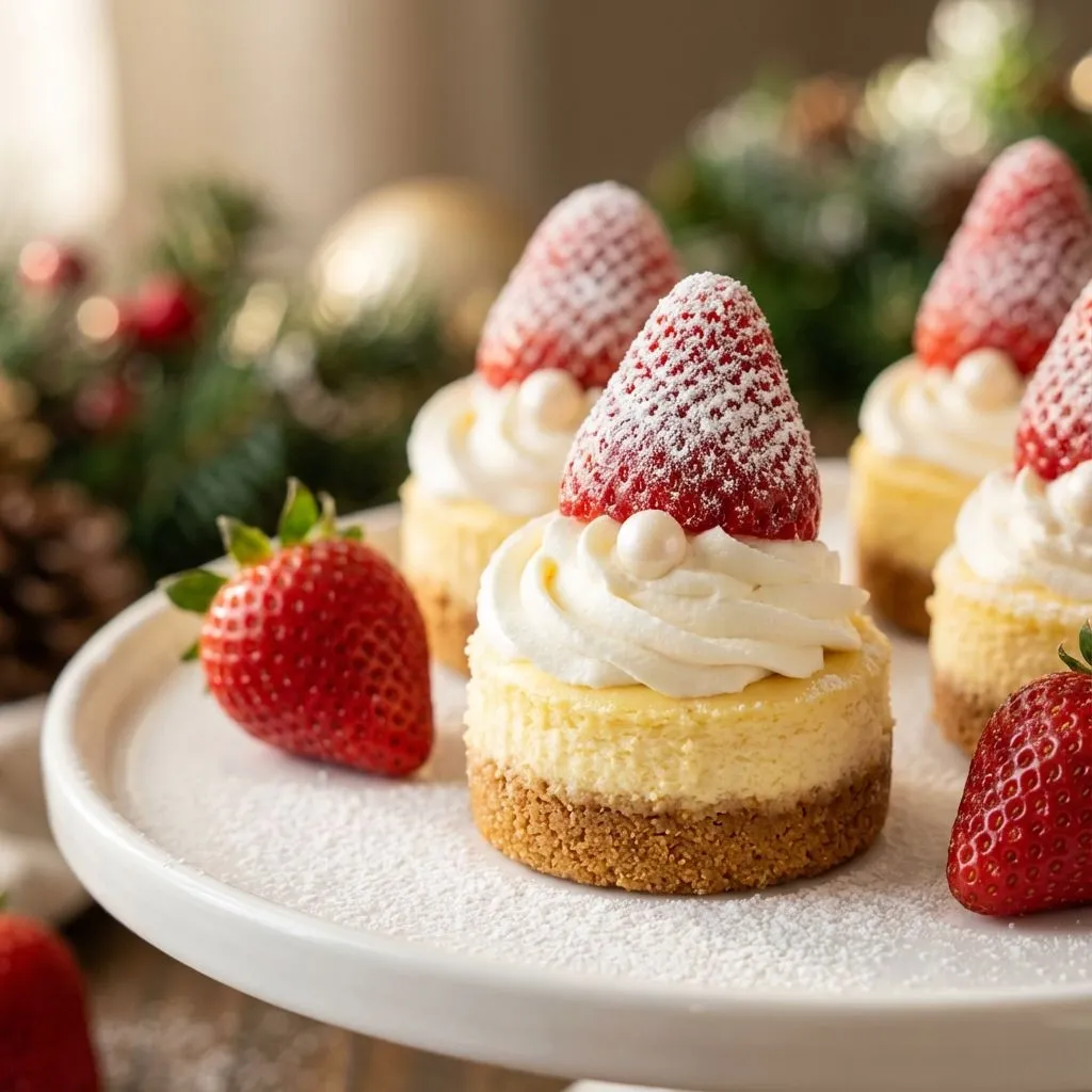 A plate of desserts with strawberries and whipped cream.