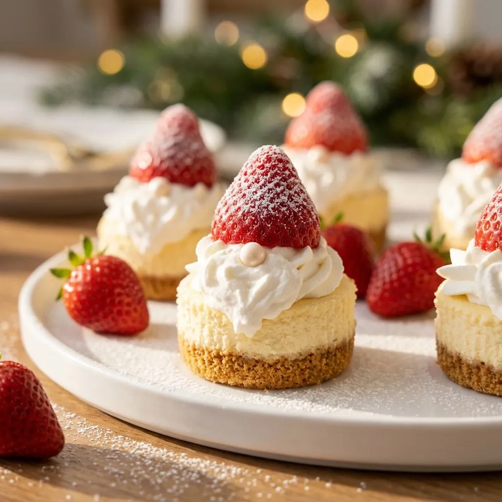 A plate of desserts with strawberries and whipped cream.