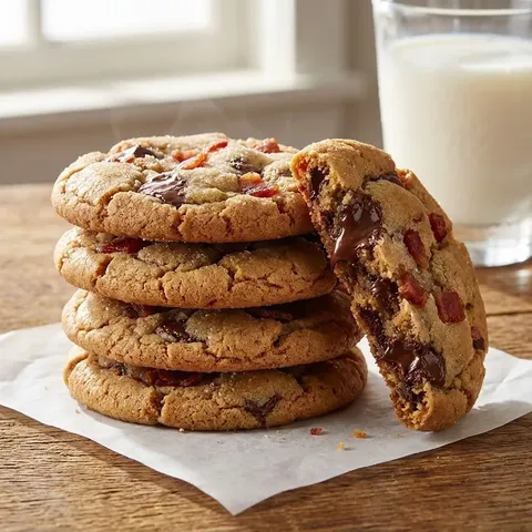A stack of chocolate chip cookies.