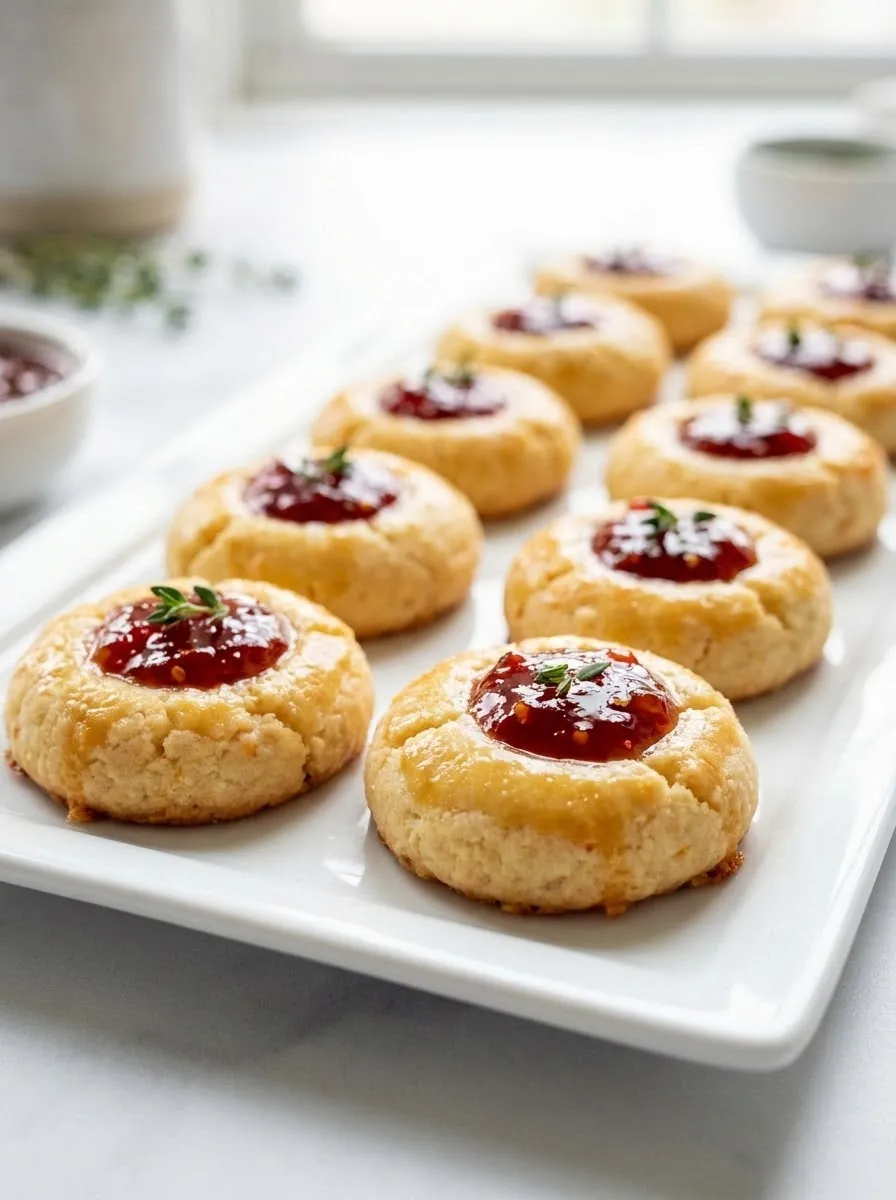 A plate of cookies with jam.