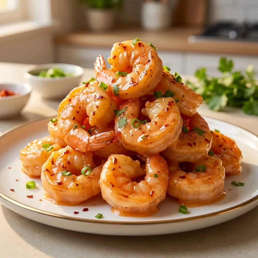 A plate of shrimp with a bowl of sauce.