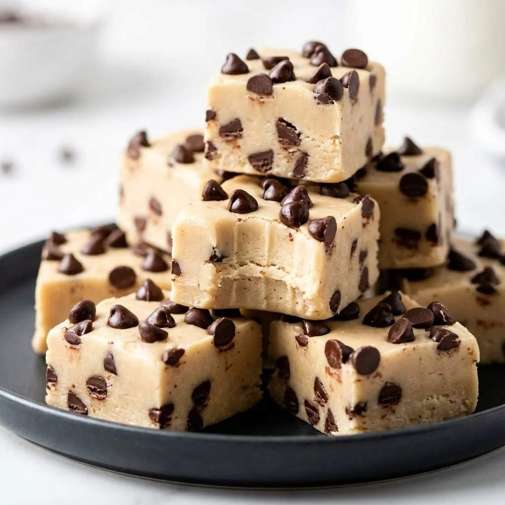 A plate of chocolate and peanut butter squares.