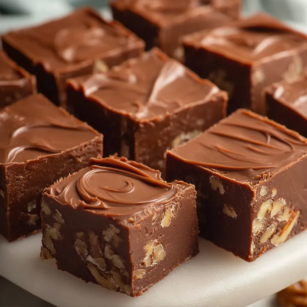 A plate of chocolate cake with nuts.