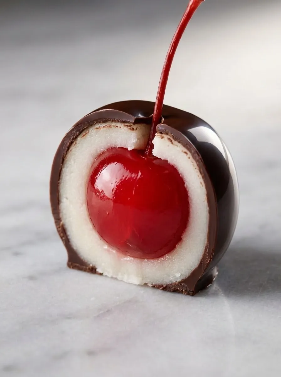 A chocolate cherry truffle.