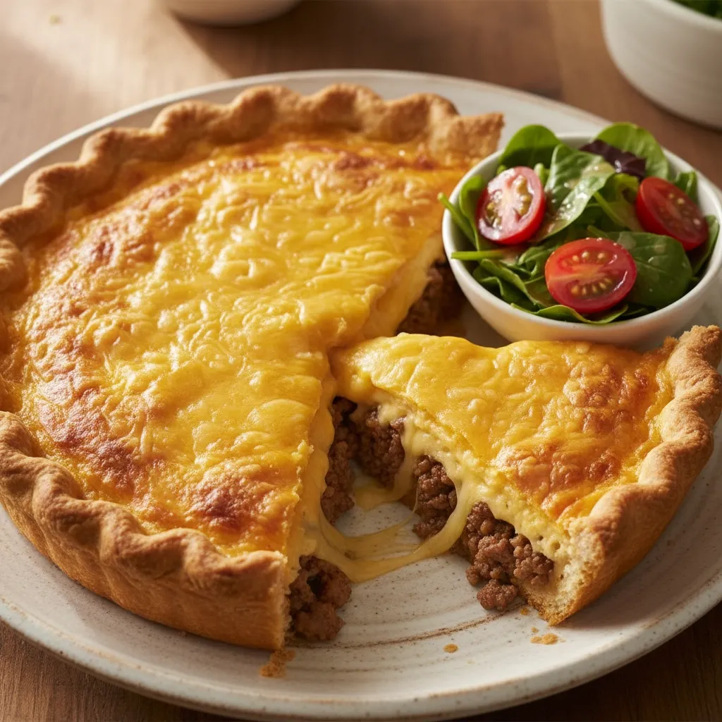 A slice of pizza with cheese and meat on a plate.