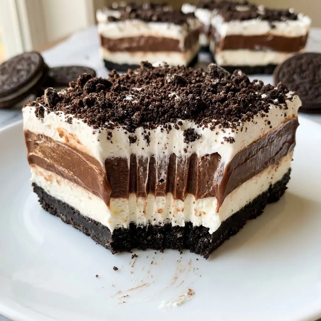 A slice of chocolate cake with white icing.