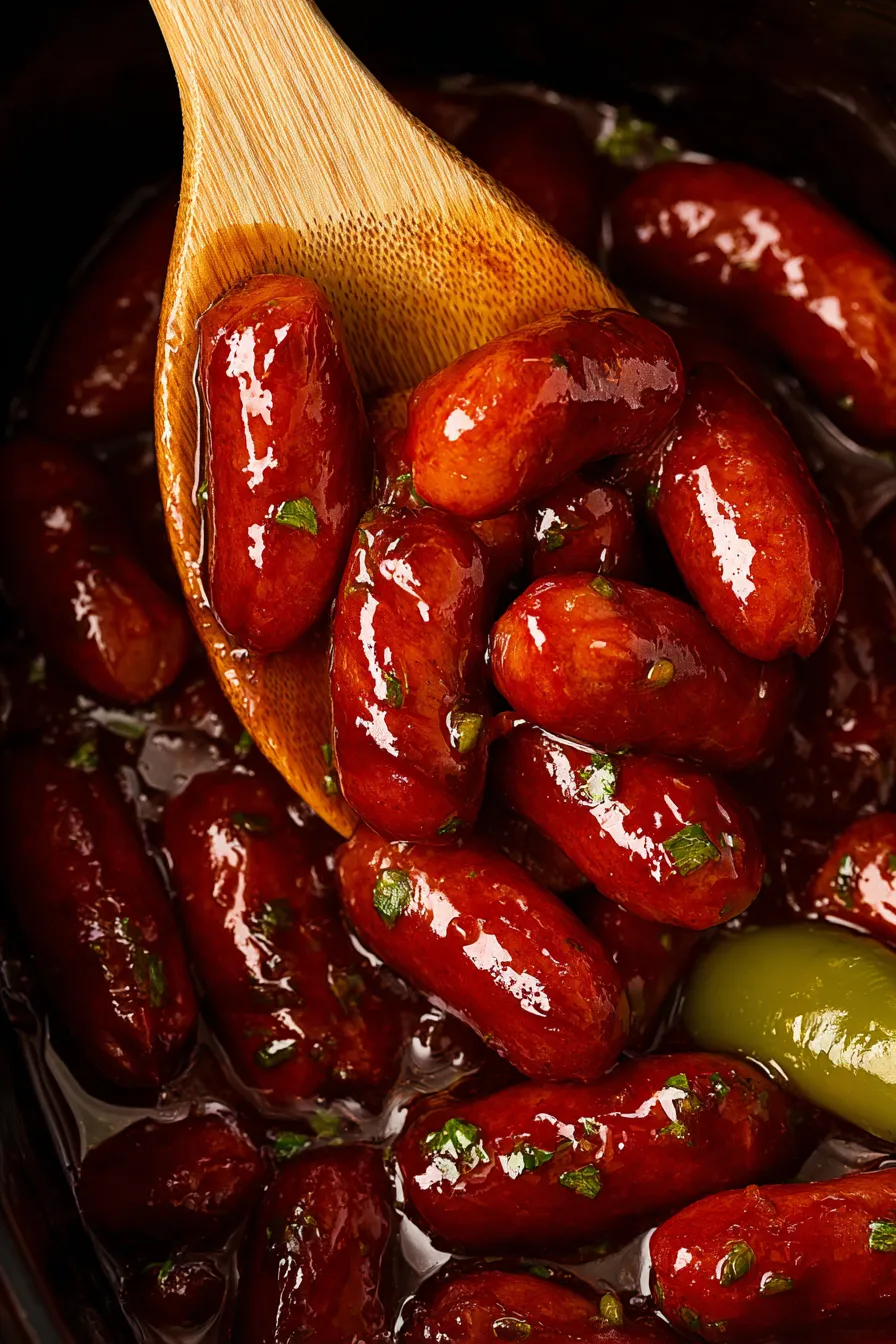 A wooden spoon with a red sauce.