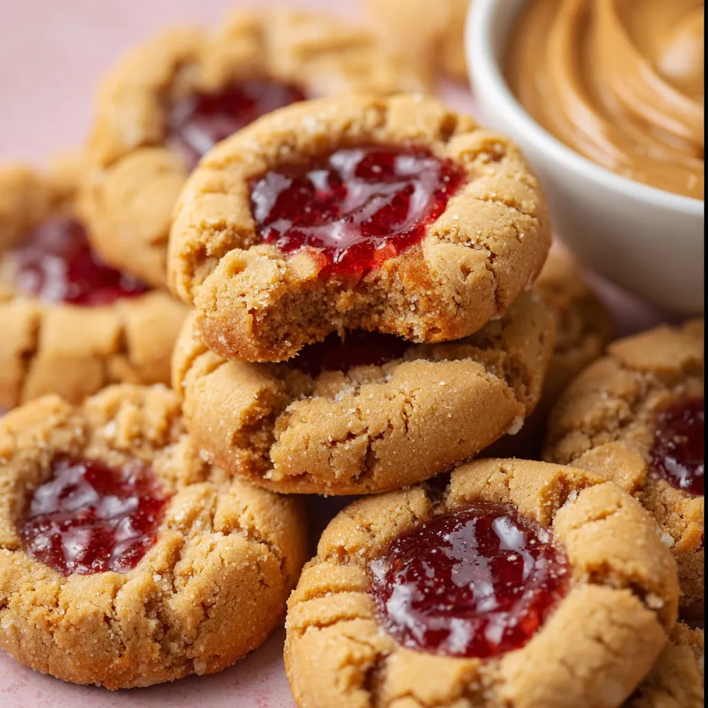 A plate of cookies with jelly.