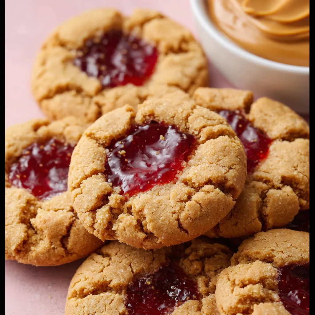 A plate of cookies with jelly on top.