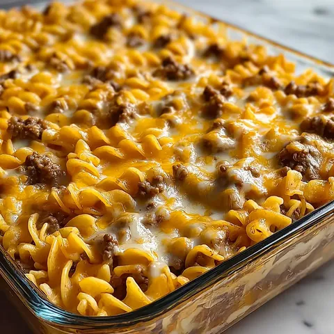 A casserole dish filled with macaroni and cheese.