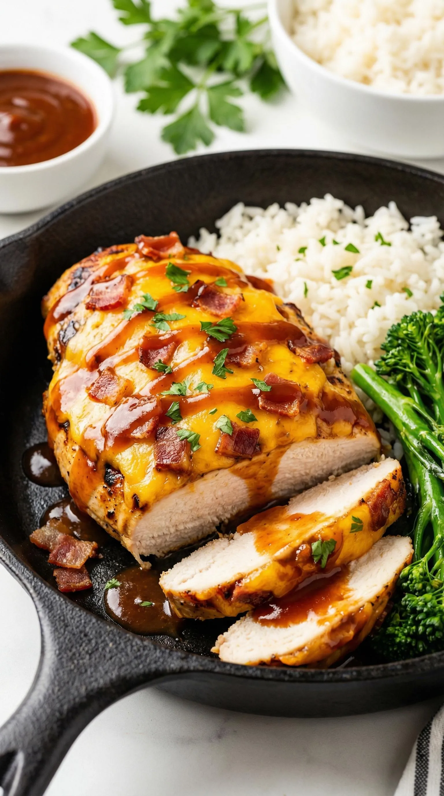 A pan of food with rice and meat.