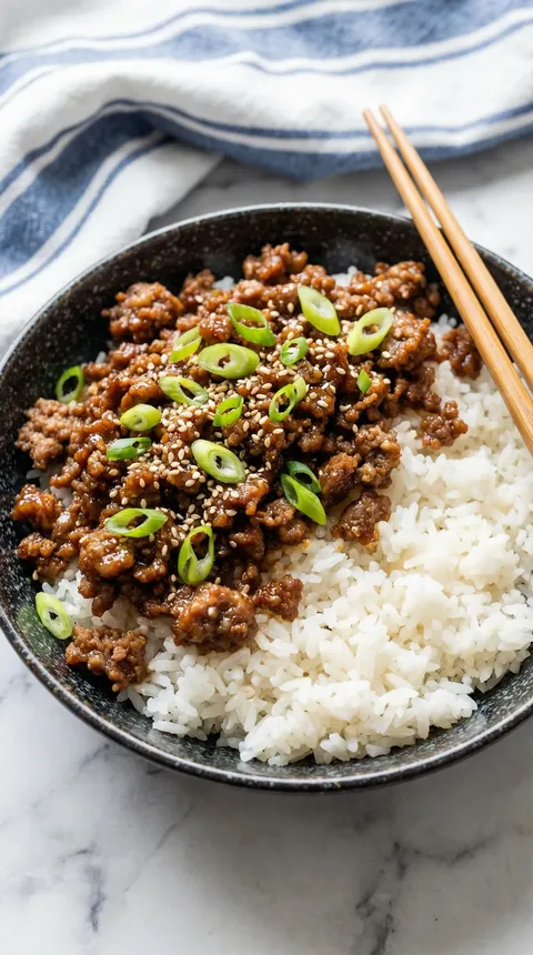 A bowl of rice and meat.