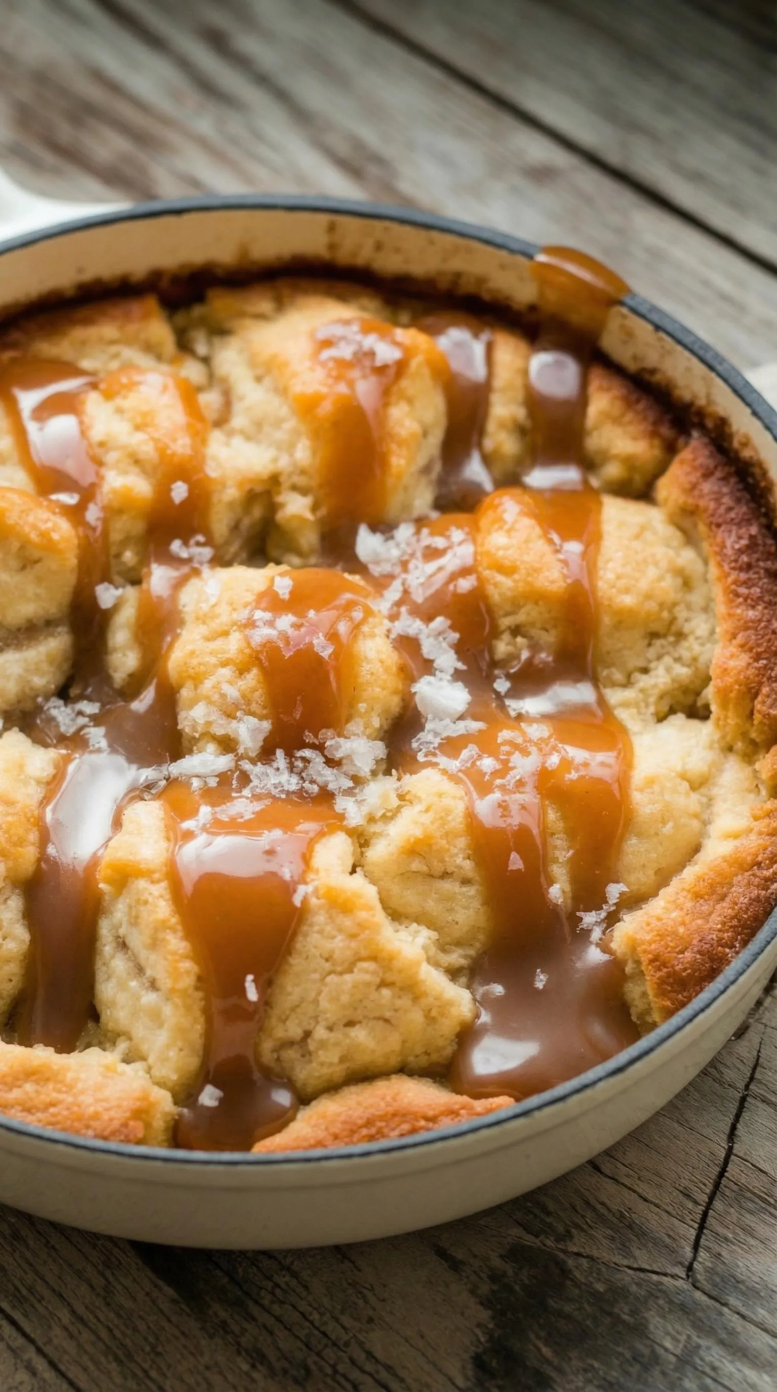 A close up of a cake with caramel drizzled on top.