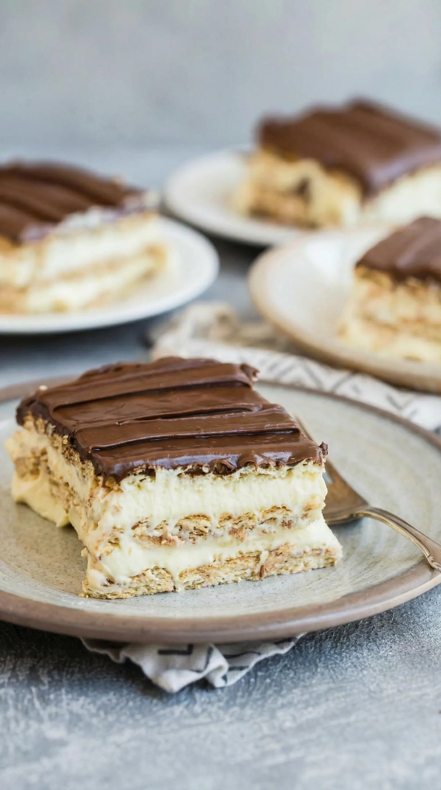 A slice of chocolate cake on a plate.