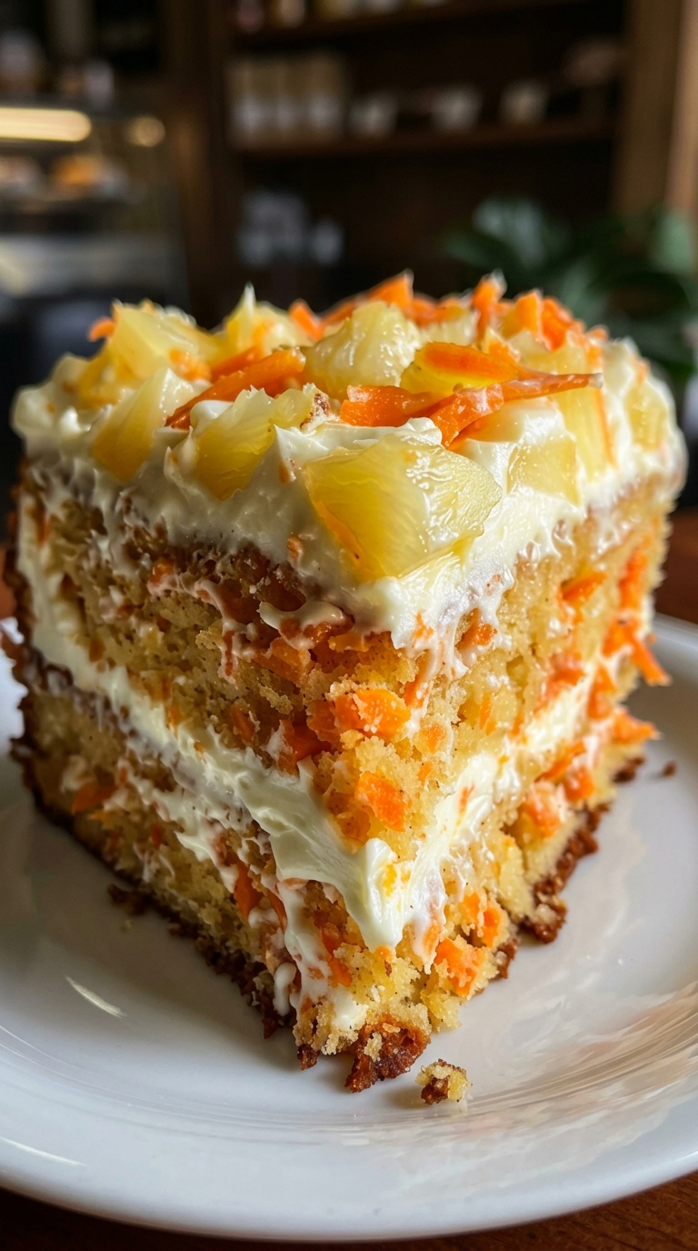 A slice of cake with carrots.