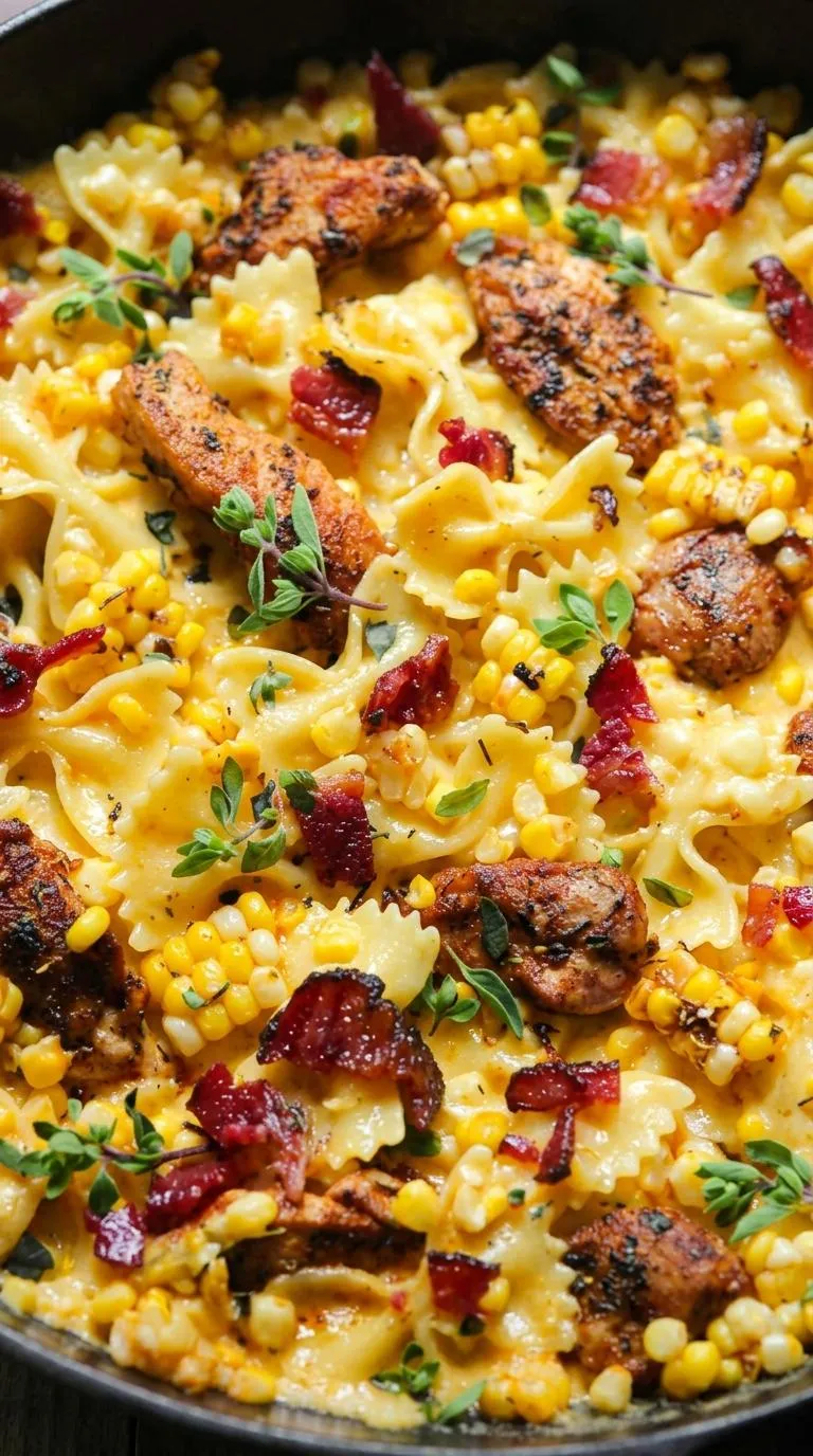 A close up of a plate of pasta with meat and vegetables.