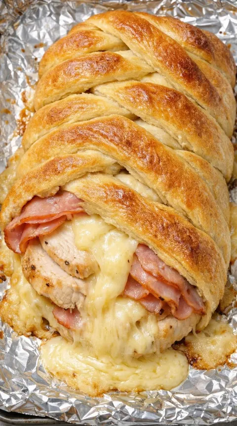 A sandwich with meat and cheese.