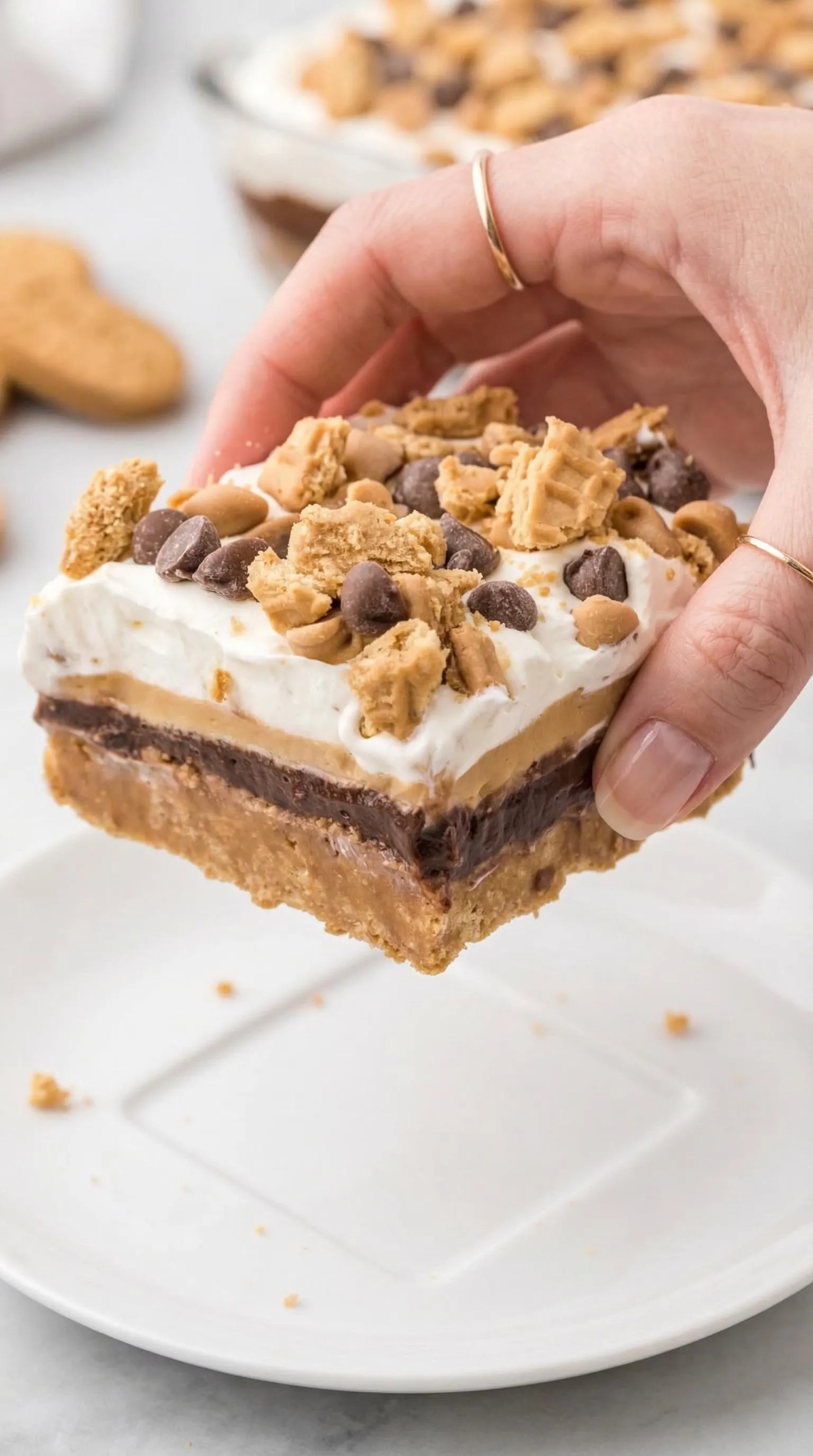 A person holding a piece of cake.