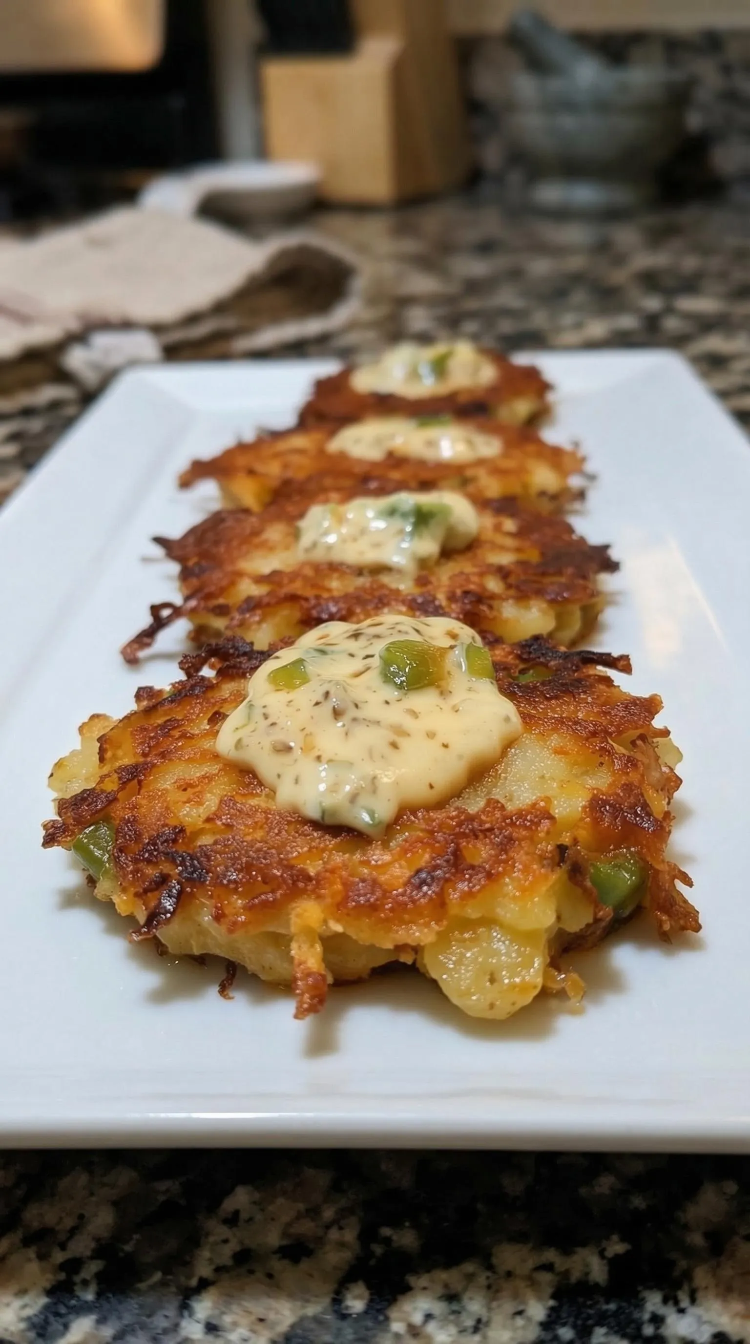 A plate of food with a sauce on top.