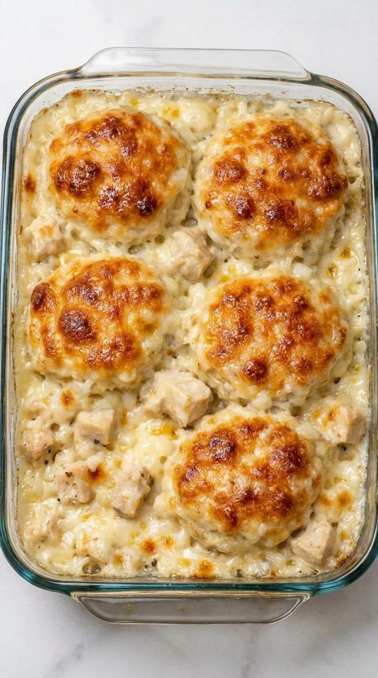 A dish of food with a cheesy top.