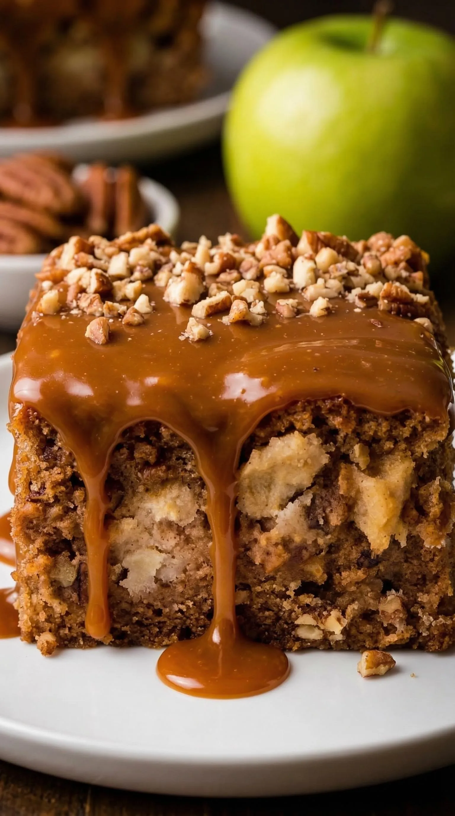 Chocolate frosting dripping off a cake.