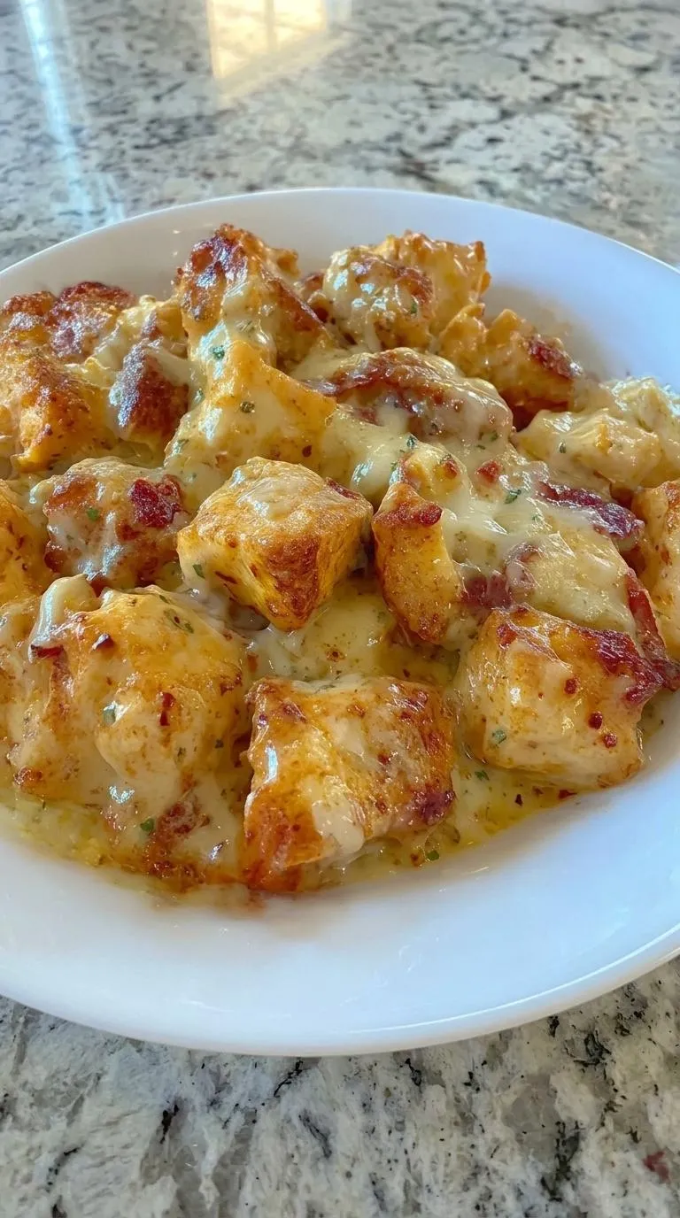 A plate of food with cheese and potatoes.