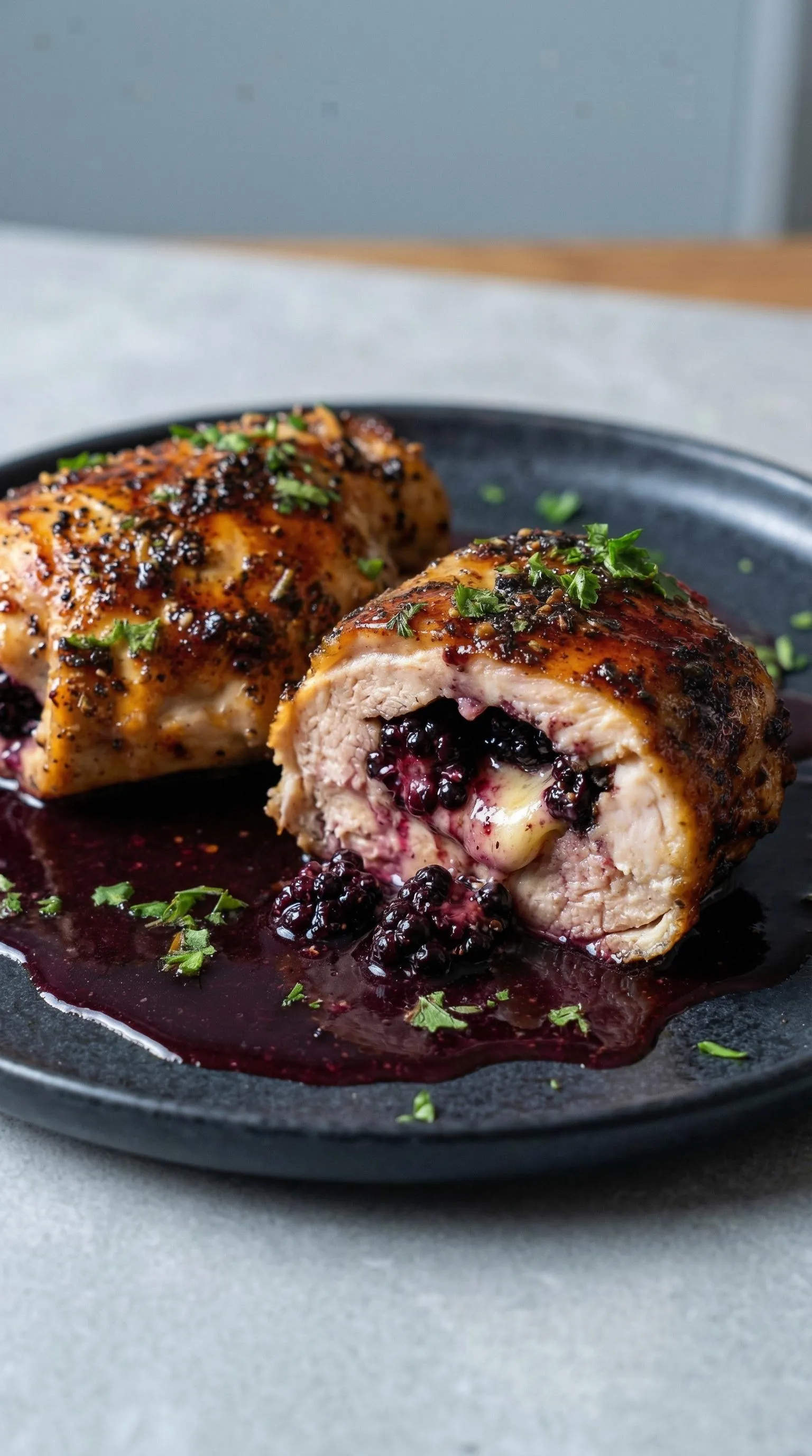 A plate of food with sauce.