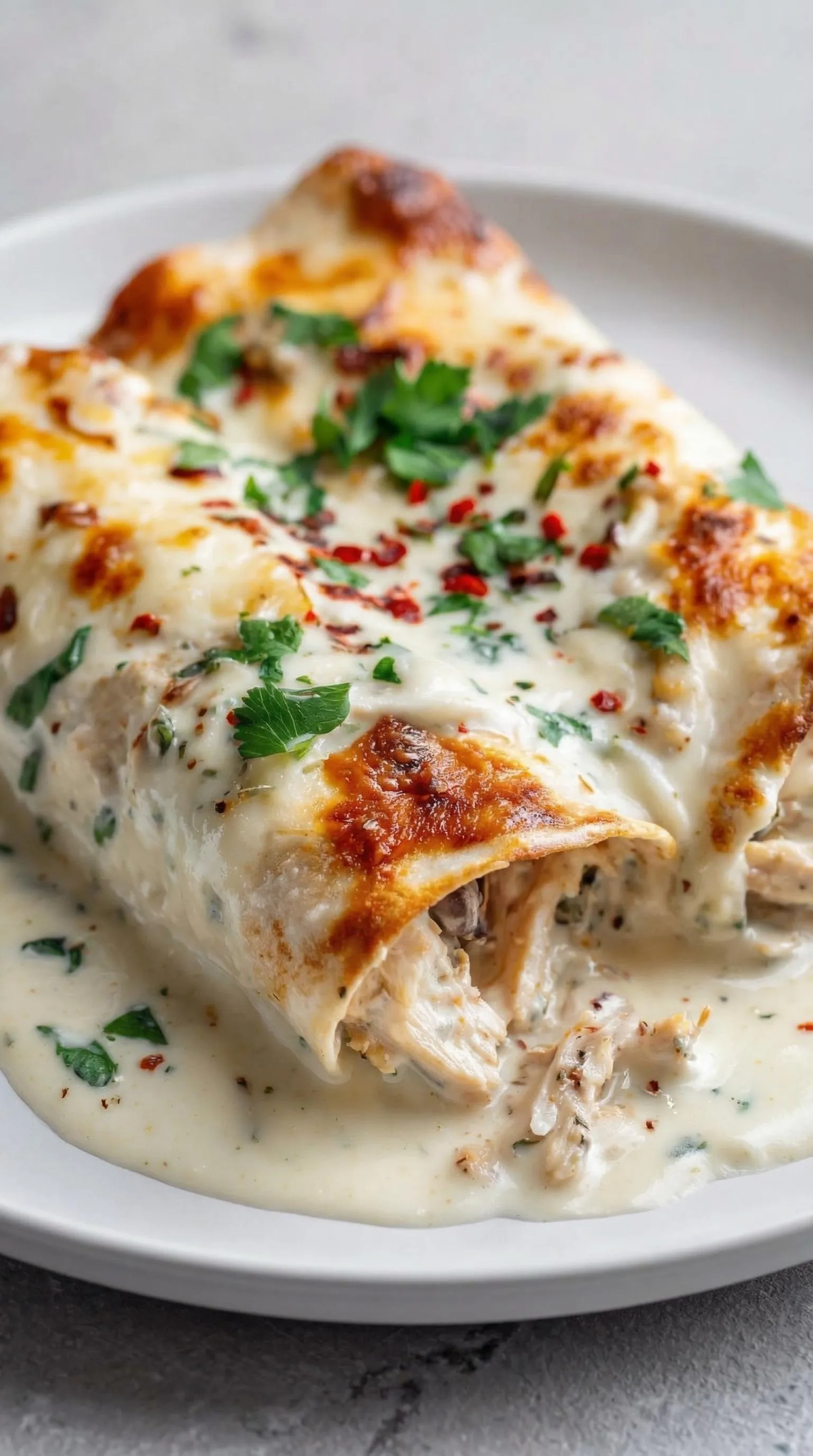 A plate of food with sauce.