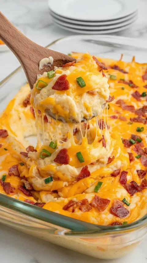 A hand is scooping cheese from a casserole.