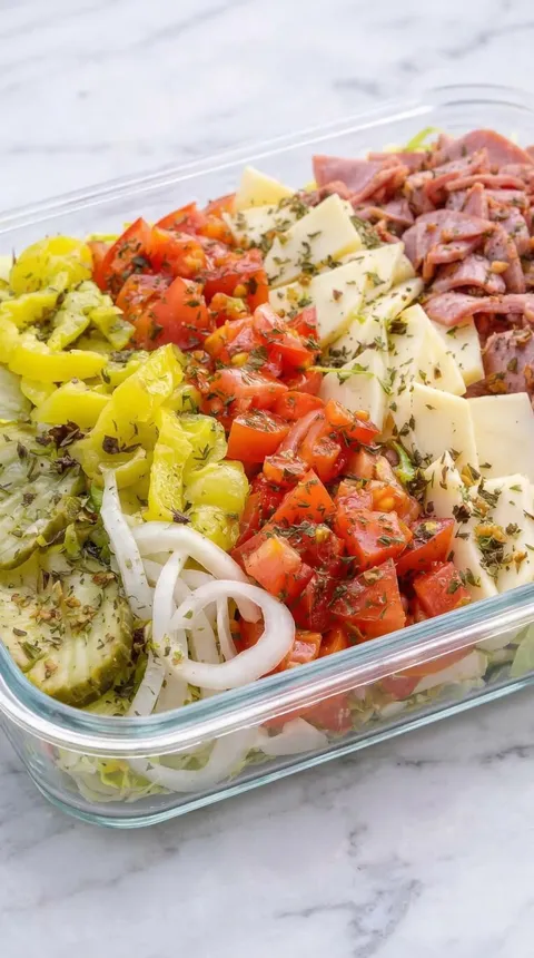 A container of vegetables with cheese.