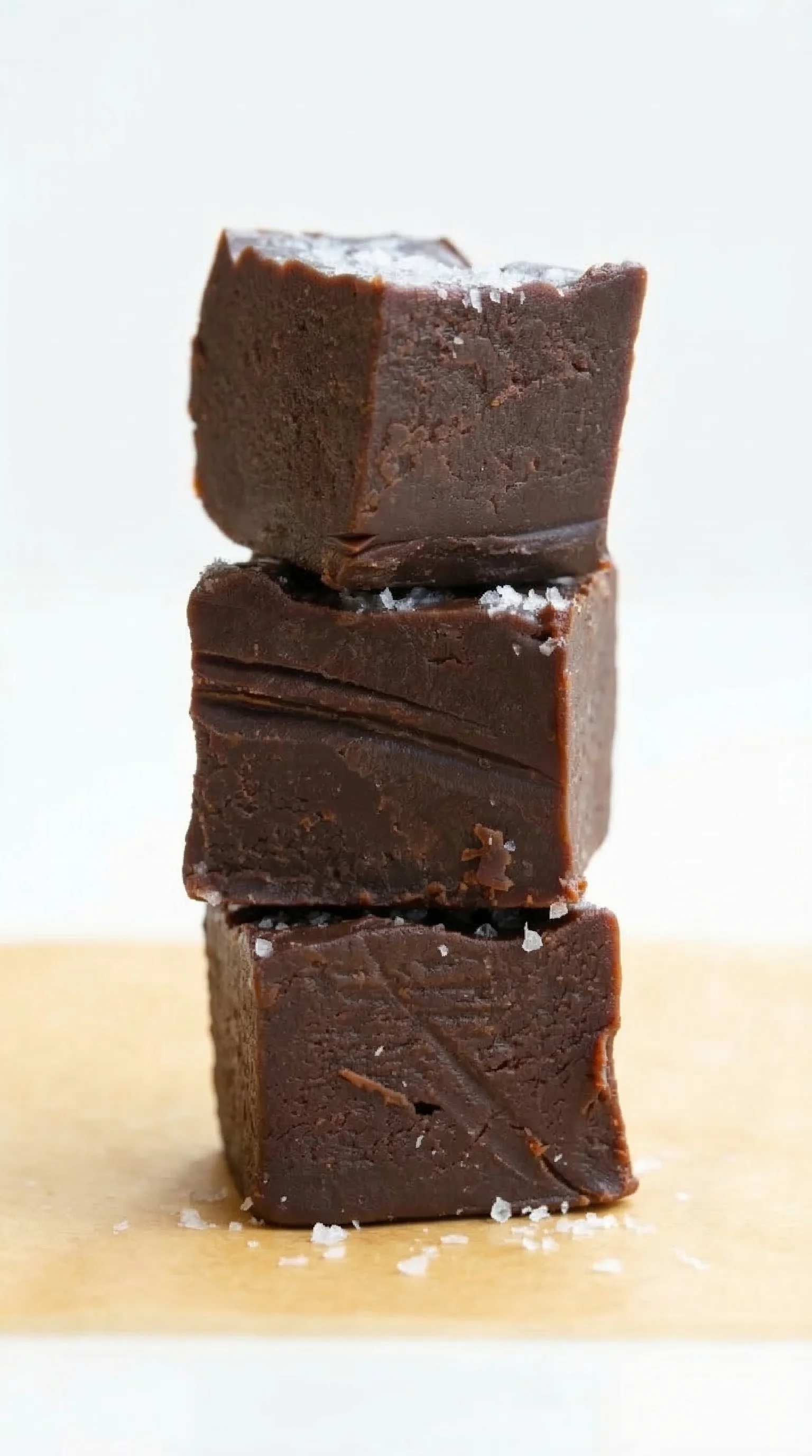 Three pieces of chocolate cake stacked on top of each other.