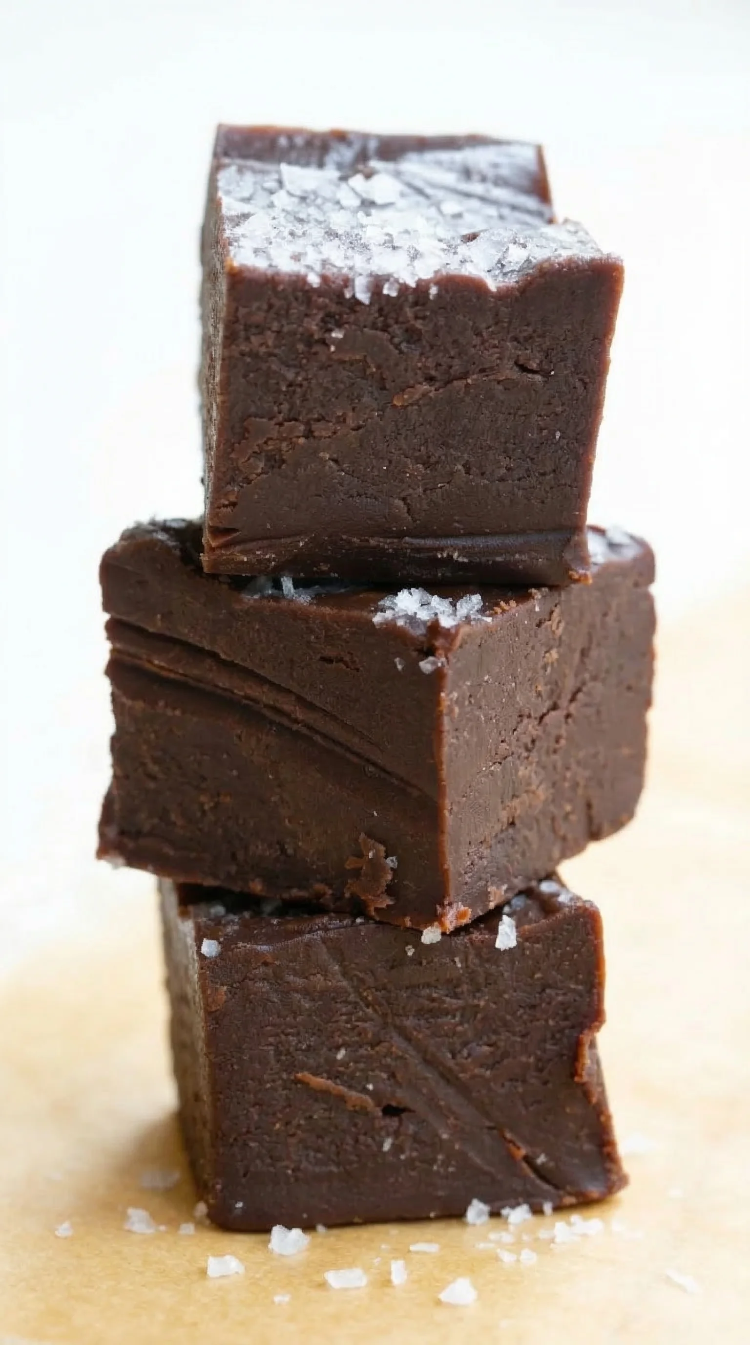 Three pieces of chocolate cake stacked on top of each other.