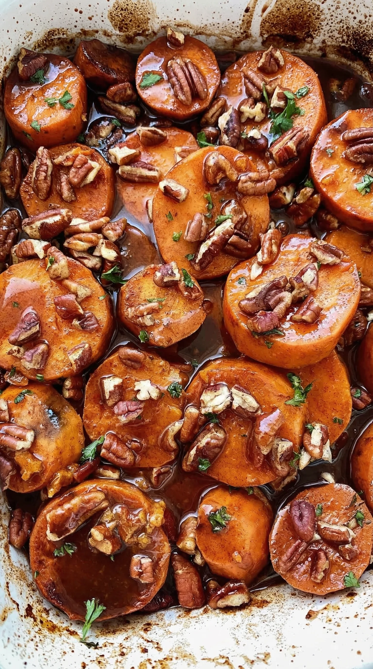 Sliced apples with nuts and spices.