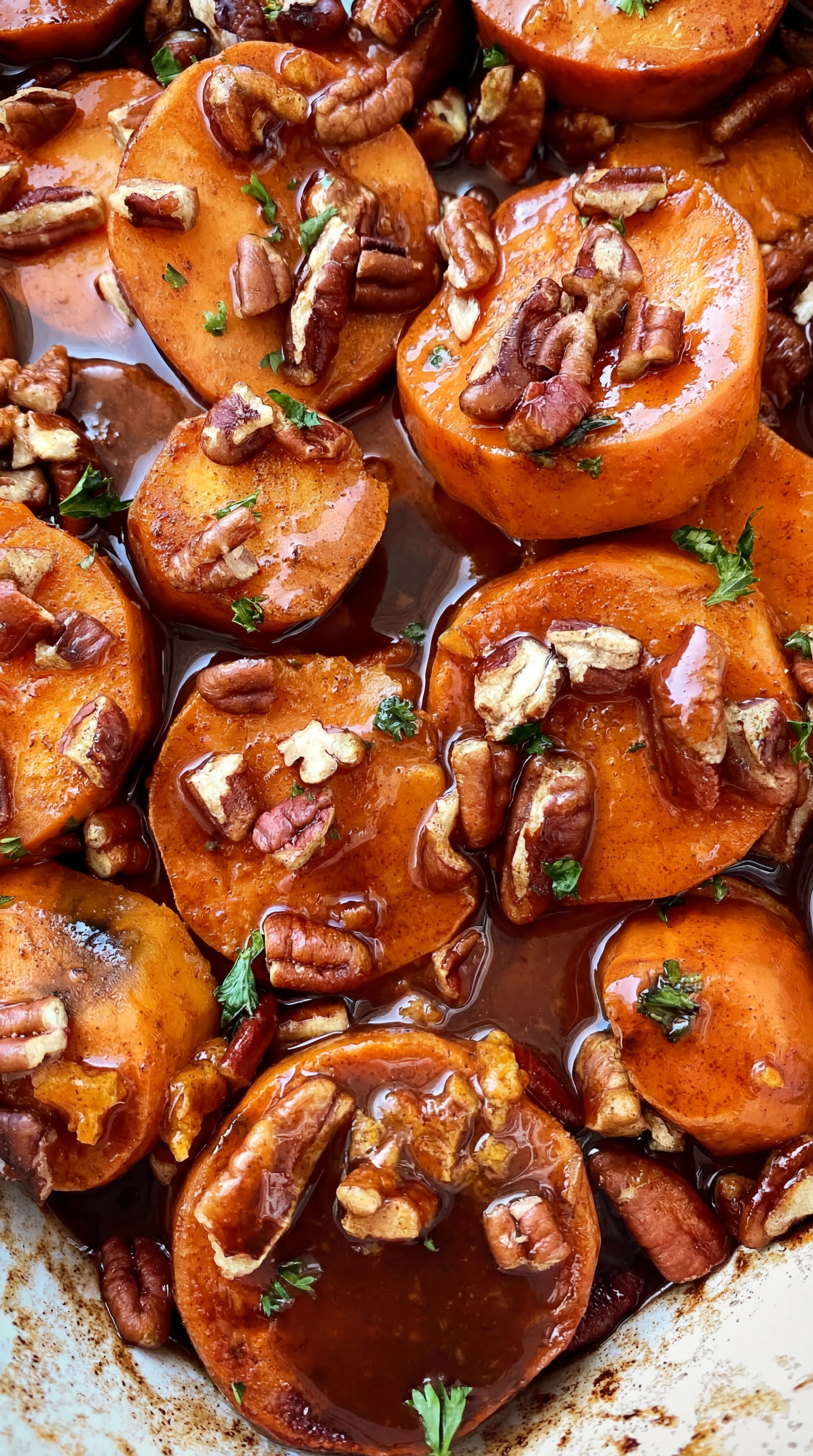 Sliced apples with nuts and spices.