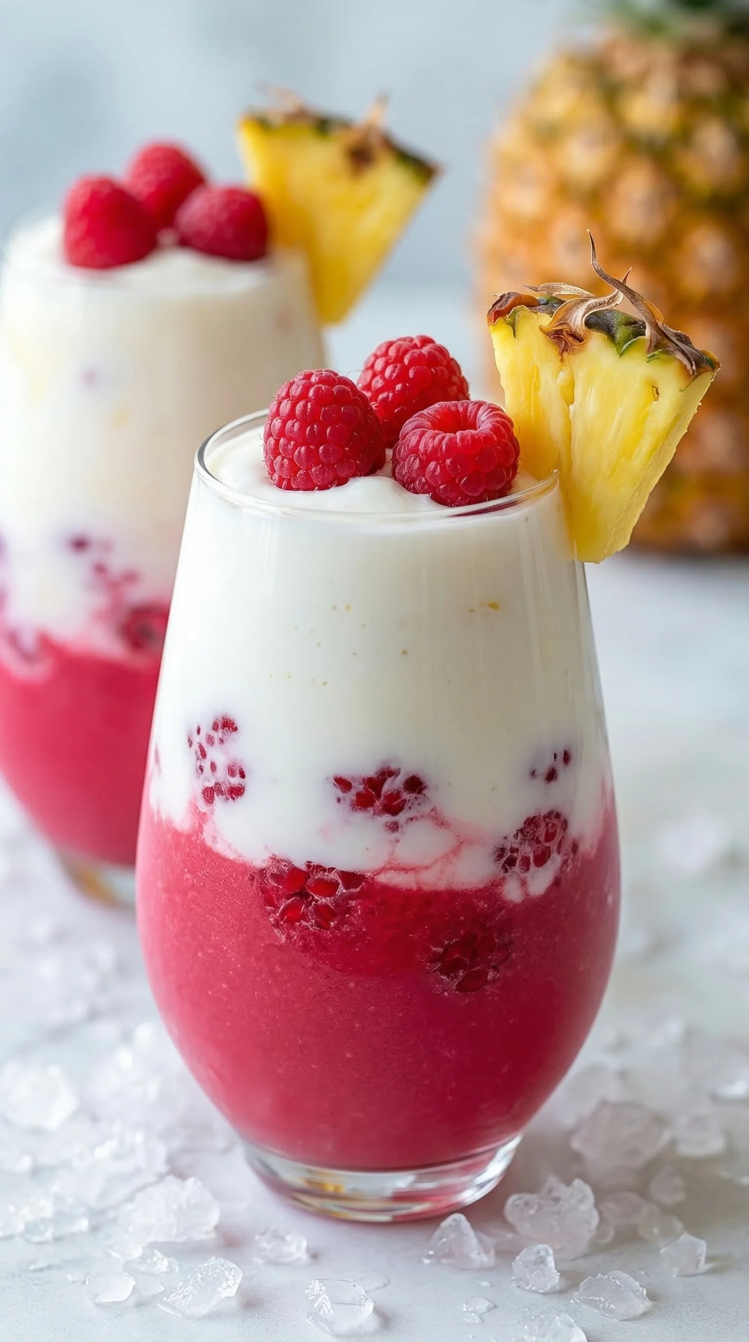 A glass of red raspberry yogurt.