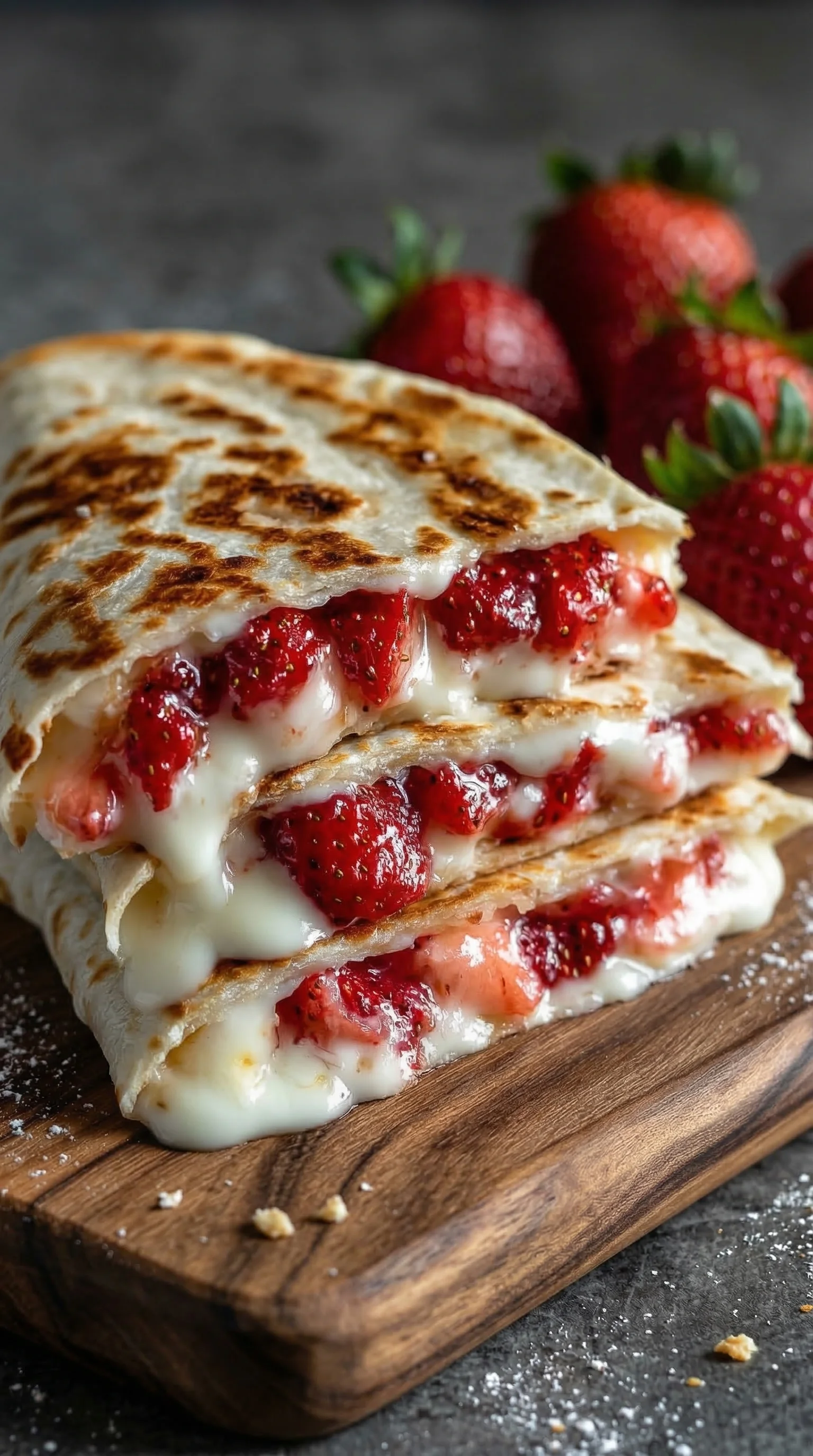 A strawberry crepe with whipped cream.