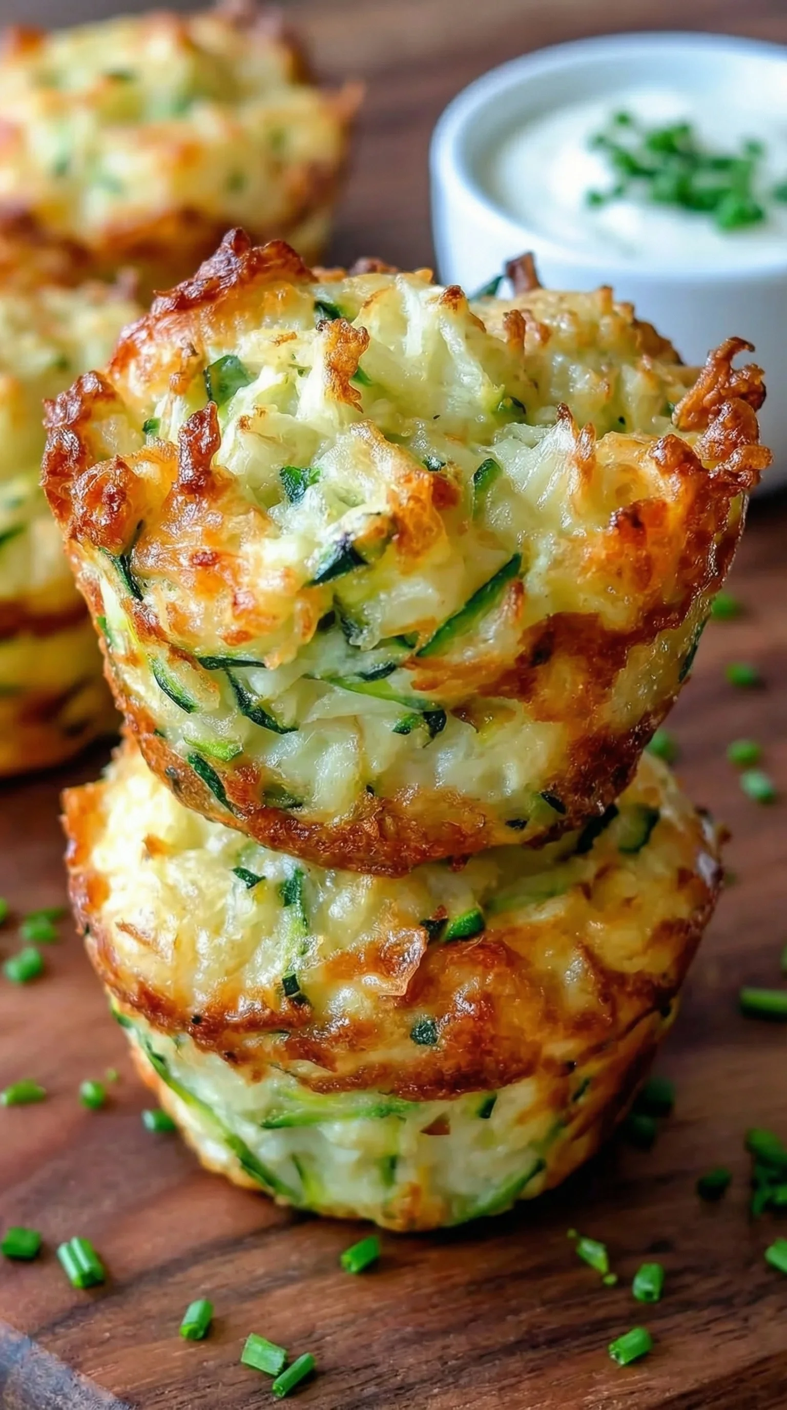 A stack of muffins with green toppings.