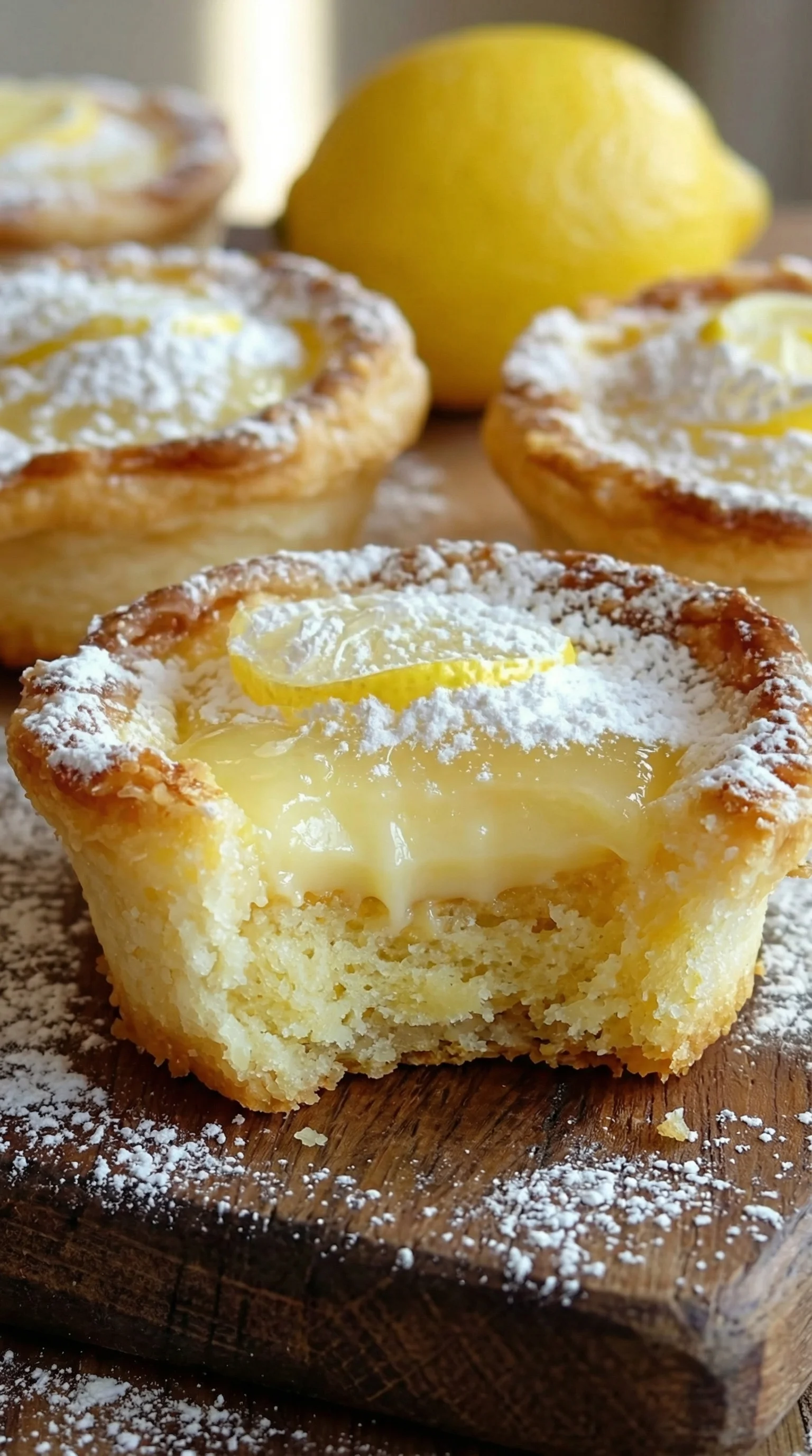 A pastry with lemon and powdered sugar.
