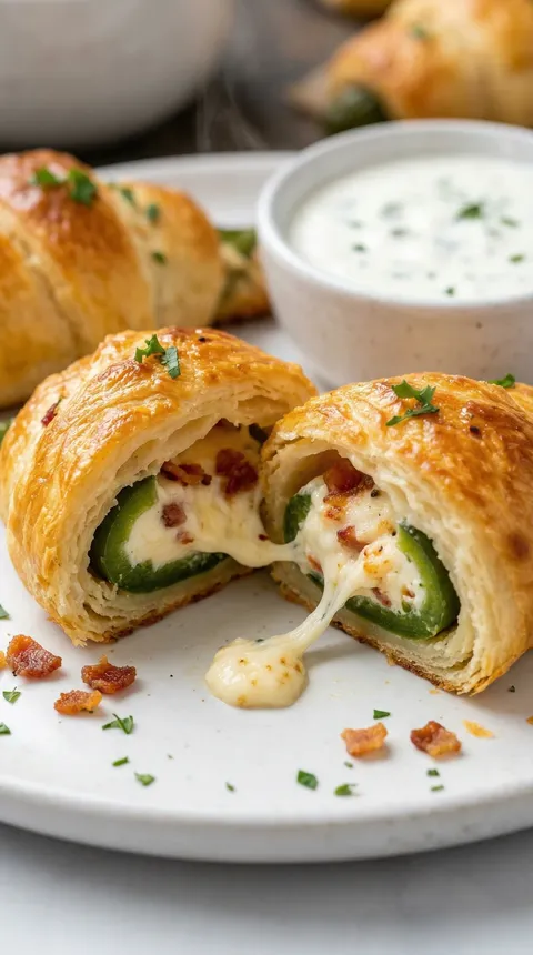 A pastry with cheese and bacon inside.
