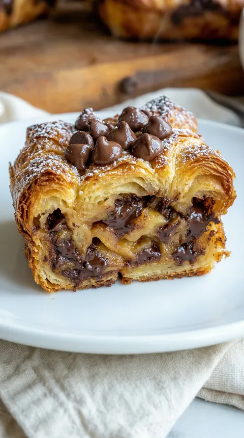 A pastry with chocolate and nuts on top.