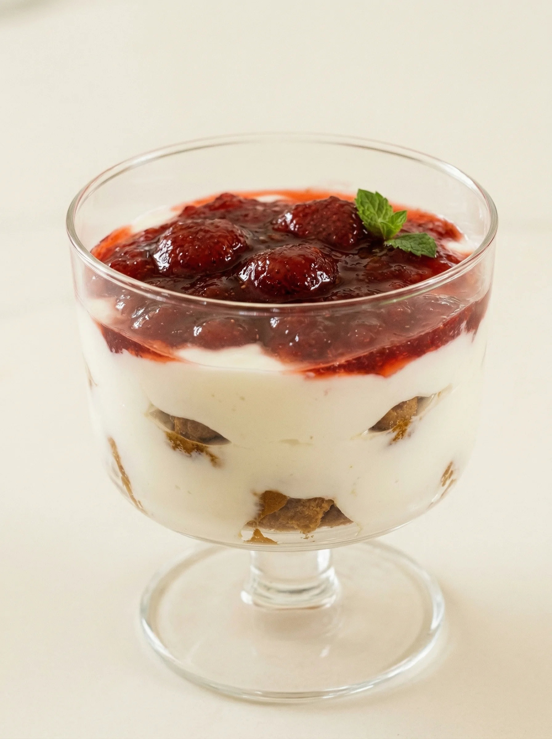 A glass of strawberry shortcake.