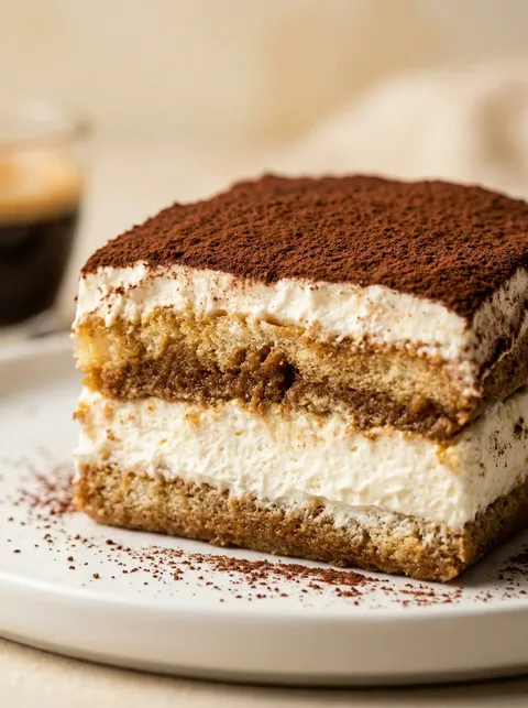 A slice of cake with white frosting and chocolate drizzle.