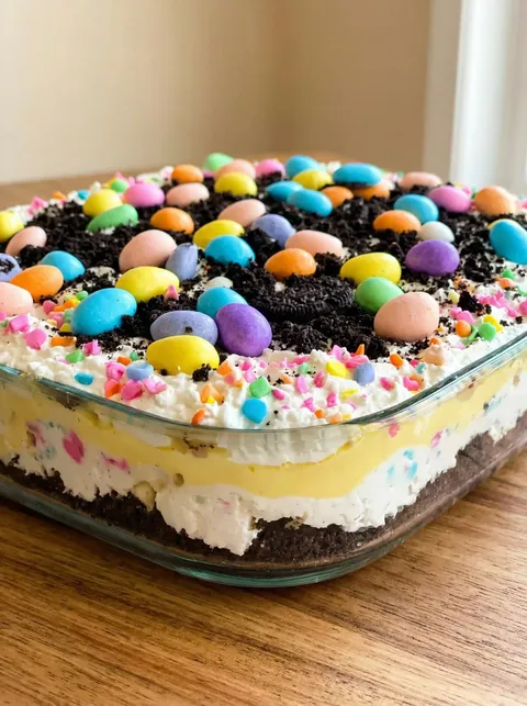 A cake with chocolate and yellow frosting.