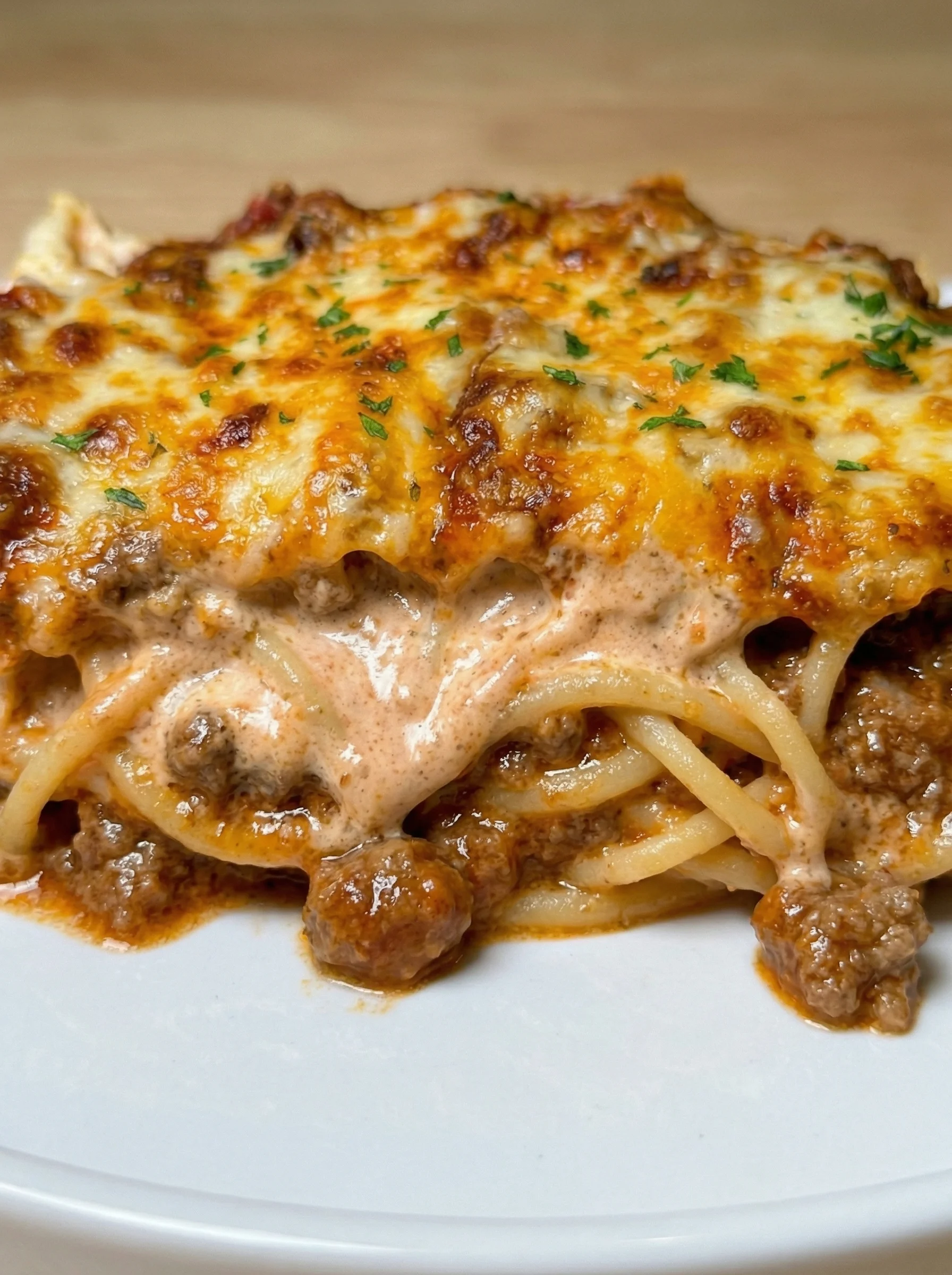 A plate of spaghetti with meat sauce.