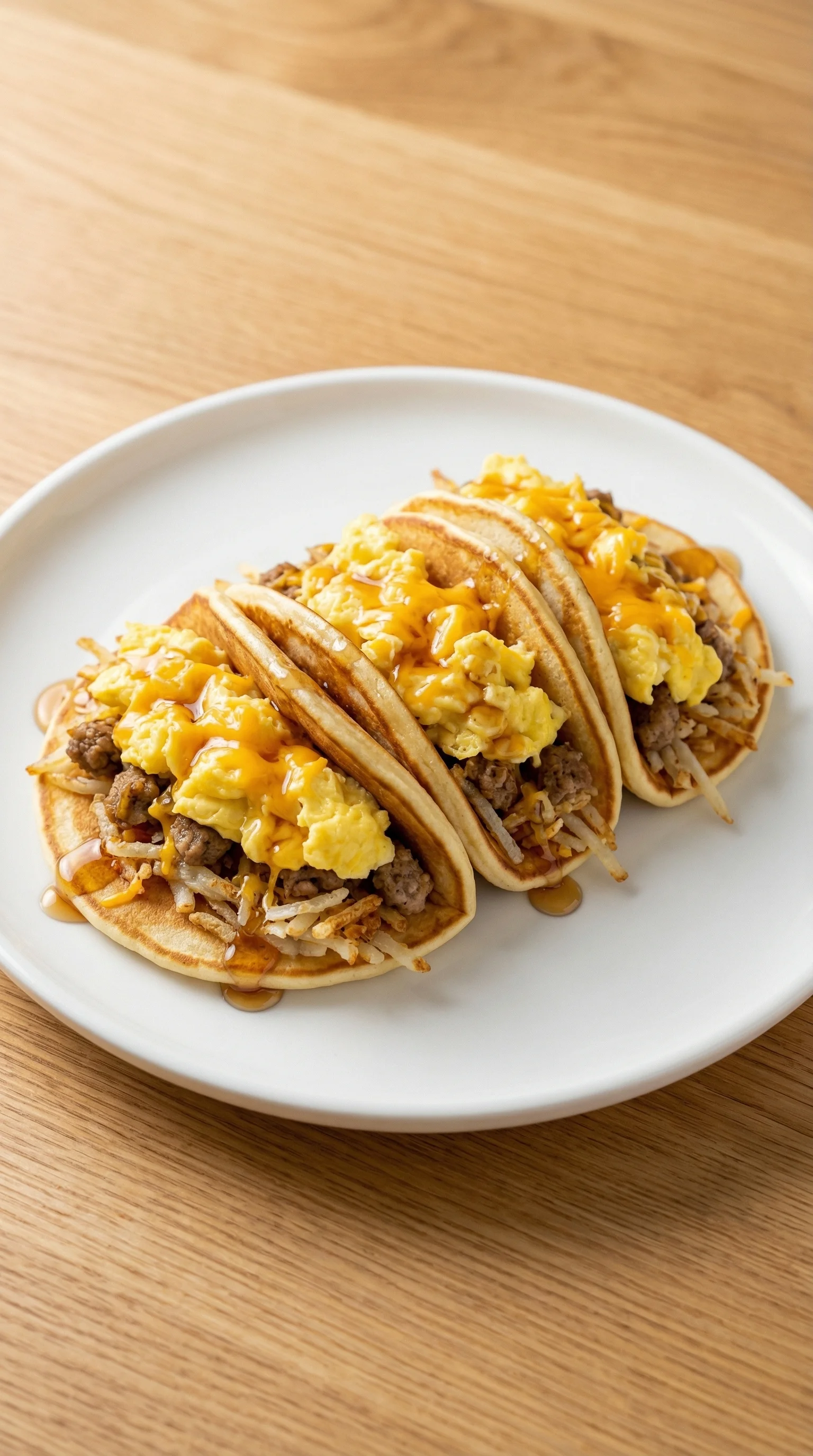 Two breakfast sandwiches with eggs and cheese on a white plate.