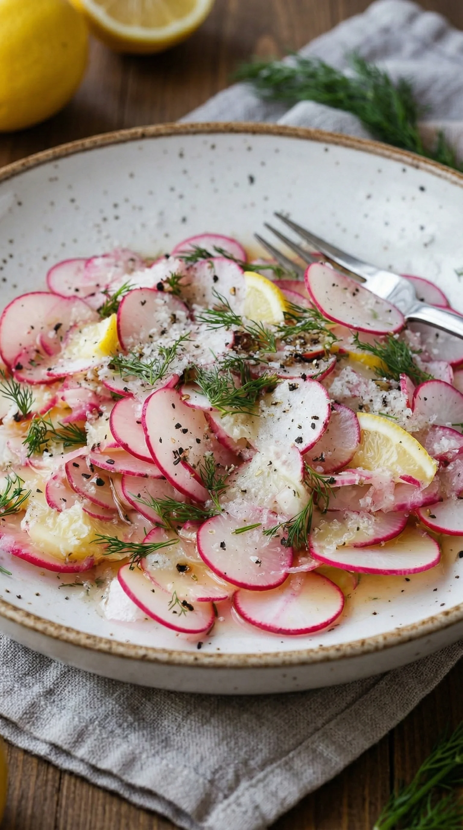 A plate of food with radishes.